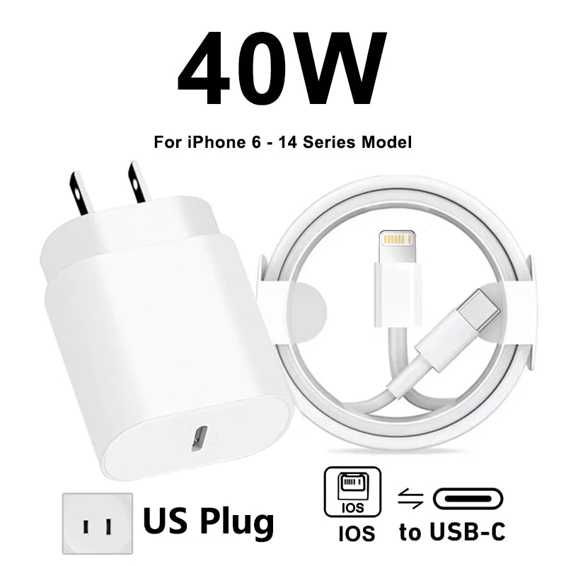 Chargeur Rapide 40W USB-C et Lightning certifié