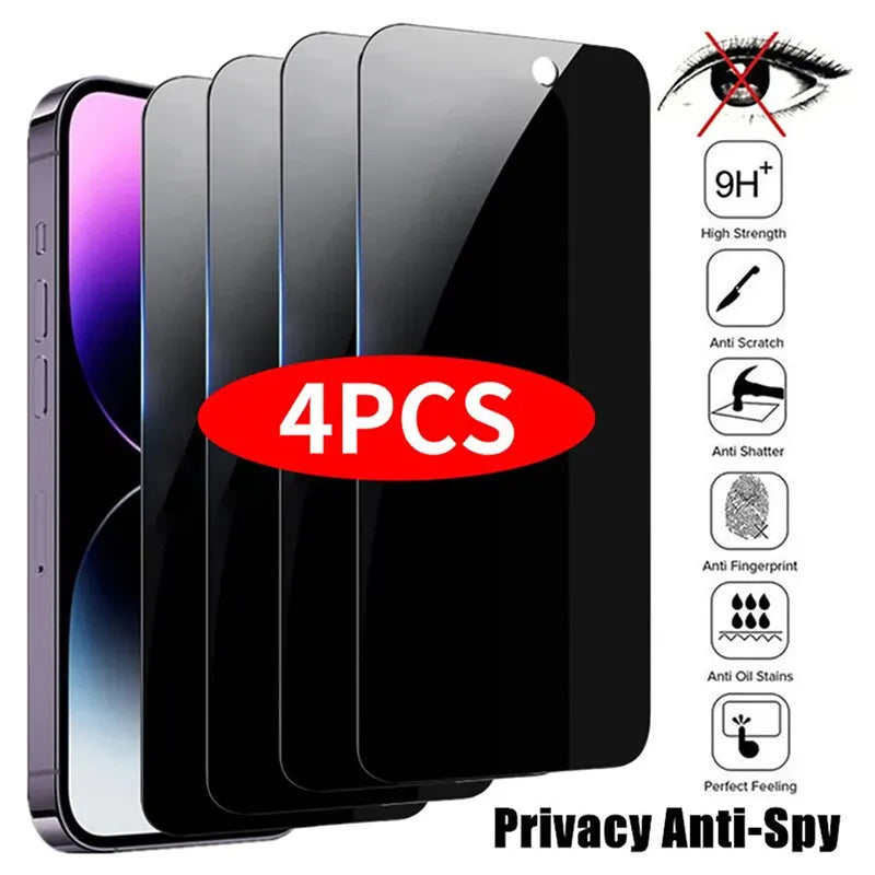 Pack 4 Verres Trempés Privacy iPhone – Anti-Espion, Anti-Rayures & Anti-Chocs