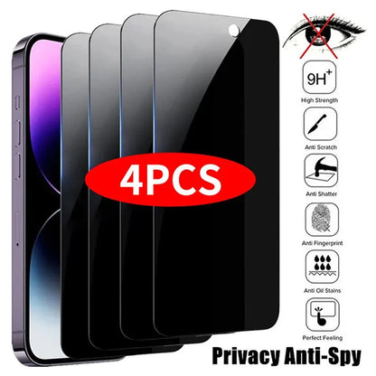 Pack 4 Verres Trempés Privacy iPhone – Anti-Espion, Anti-Rayures & Anti-Chocs