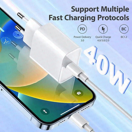 Chargeur Rapide 40W USB-C et Lightning certifié
