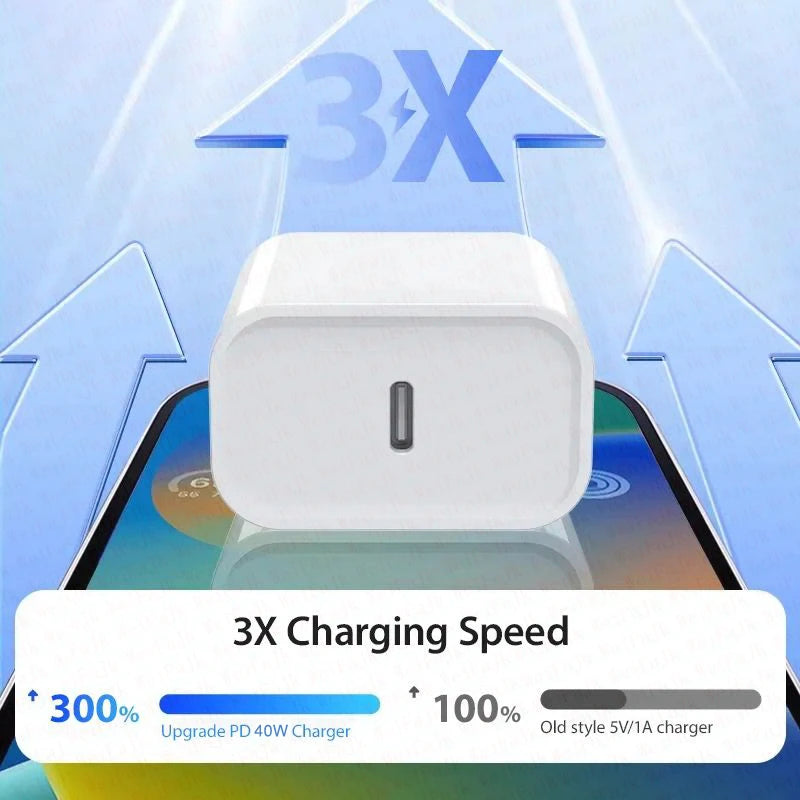 Chargeur Rapide 40W USB-C et Lightning certifié